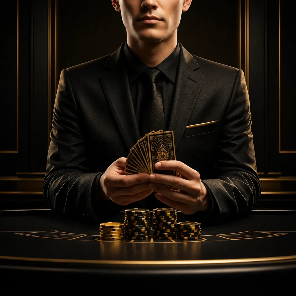 Elegant casino solitaire in gold and black Elegant casino solitaire in gold and black