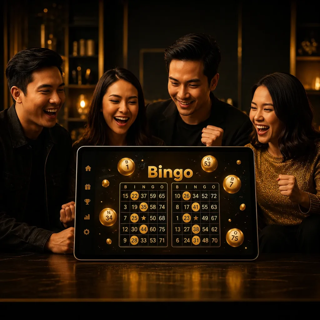 Golden bingo celebration with friends Golden bingo celebration with friends