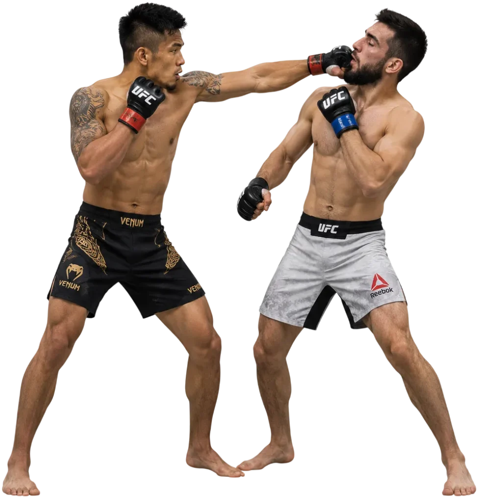 MMA fighters in action during a match MMA fighters in action during a match